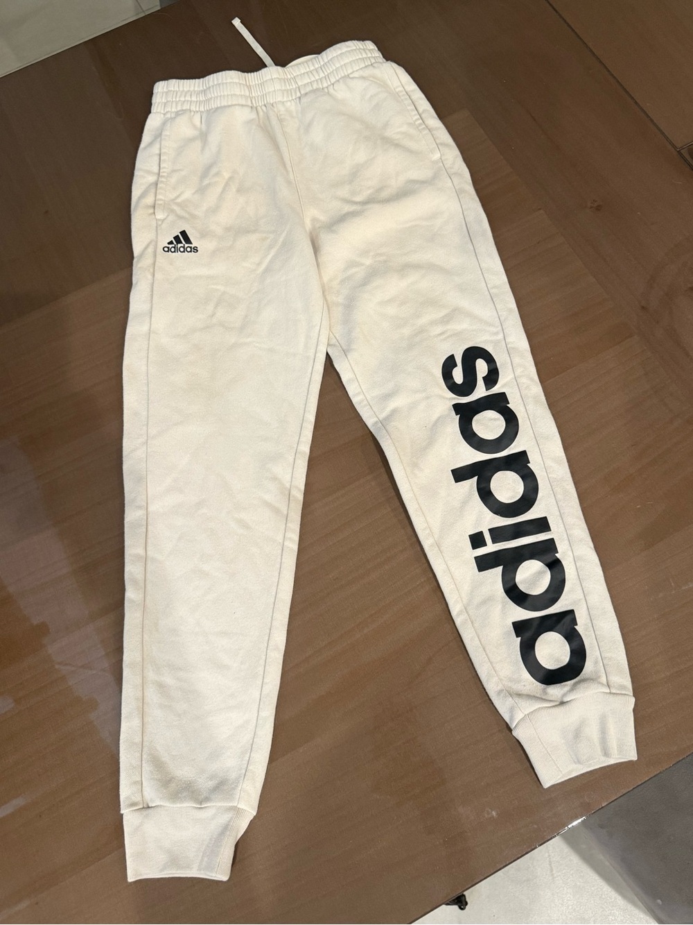 adidas Cream Jogger Sweatpants with Black Side Logo